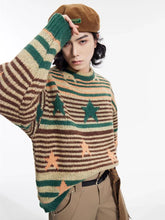 Hearujoy Y2K Star Sweater Men Harajuku Striped Knitted Pullovers Jumpers Male Tops Oversize Purple Winter Streetwear Hip Hop